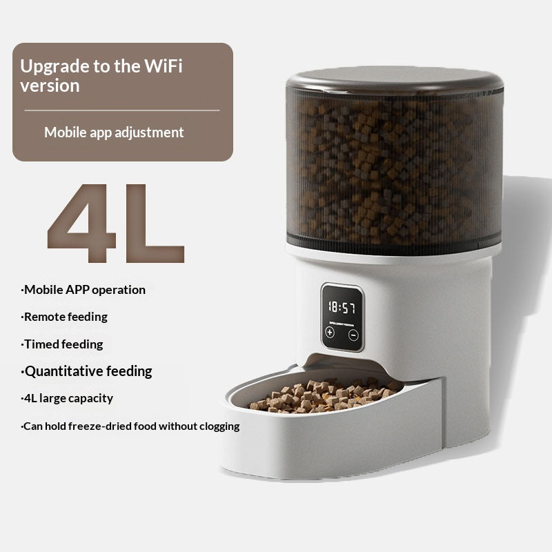 Automatic pet feeder with timer and Wi-Fi control in Black