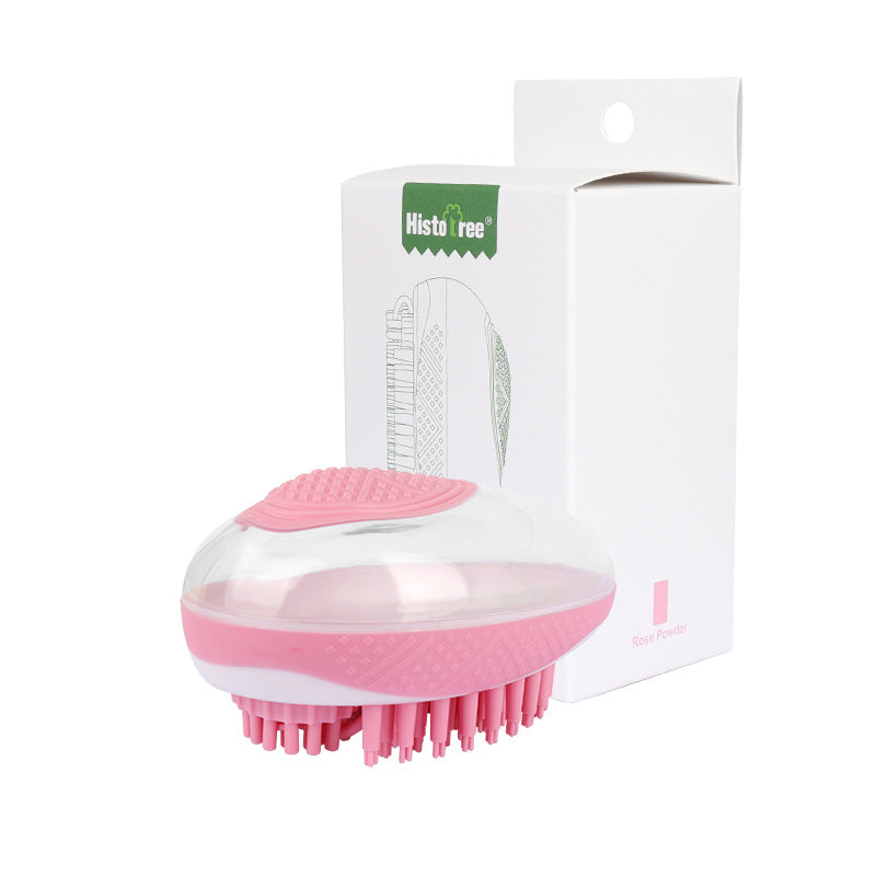 Pet spa grooming brush 2-in-1 silicone bath massage comb in Pink