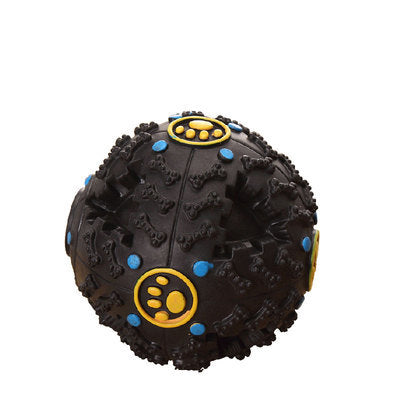 Squeaky treat dispensing giggle ball for dogs in Black