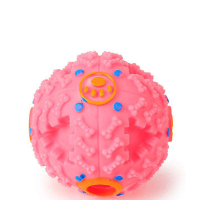 Squeaky treat dispensing giggle ball for dogs in Pink