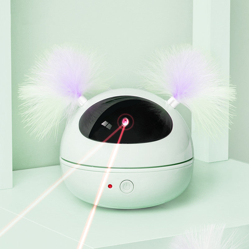 AI rotating electric feather wand cat toy in Green USB