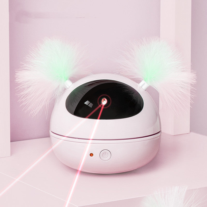 AI rotating electric feather wand cat toy in Pink USB