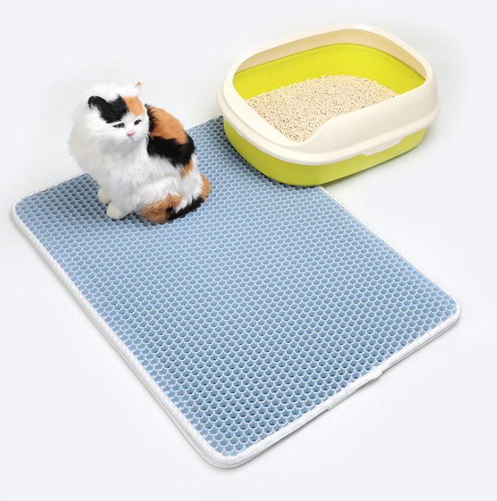 Double-layer EVA cat litter trapping mat in Light Blue