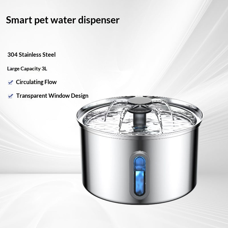 3L stainless steel pet water fountain — view 3