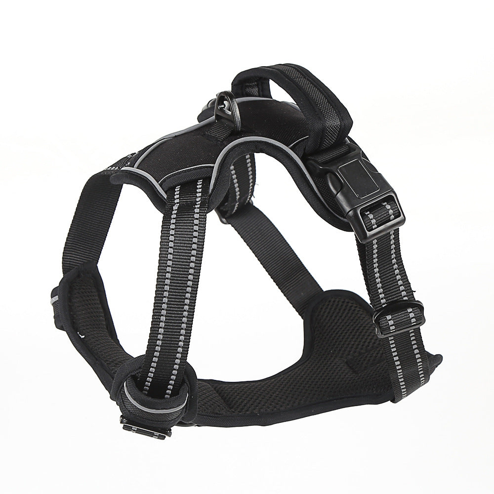 No-pull reflective breathable dog harness safety vest in Black