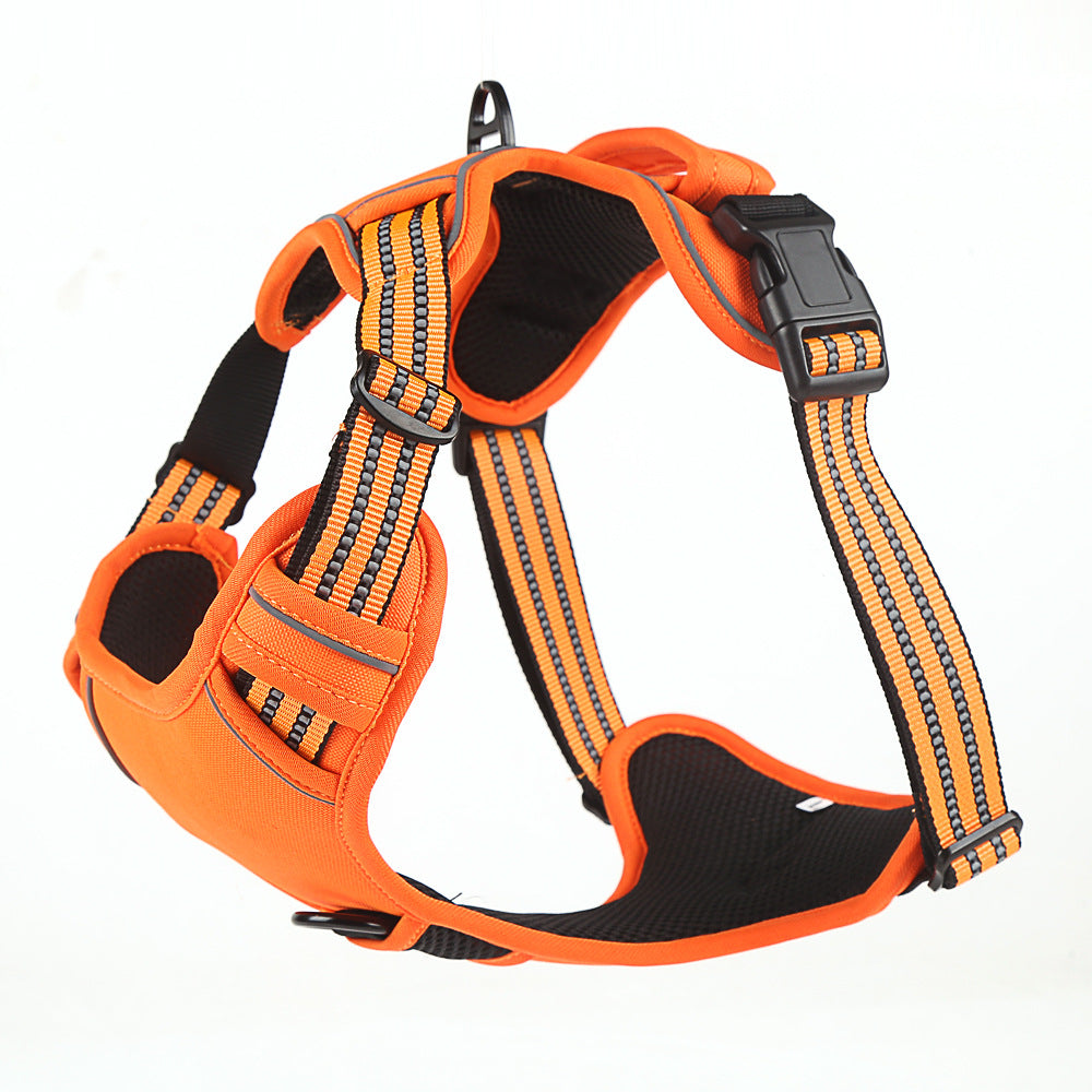 No-pull reflective breathable dog harness safety vest in Orange