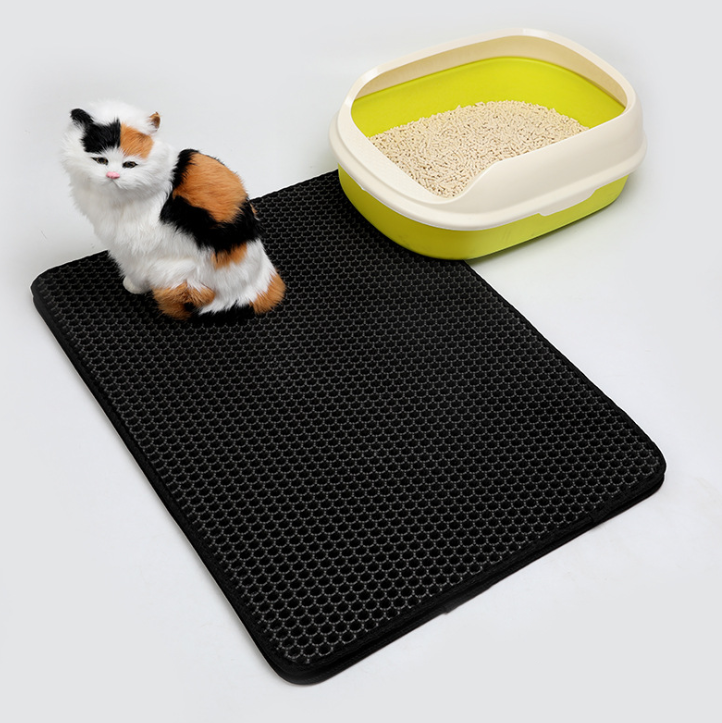 Double-layer EVA cat litter trapping mat in Black
