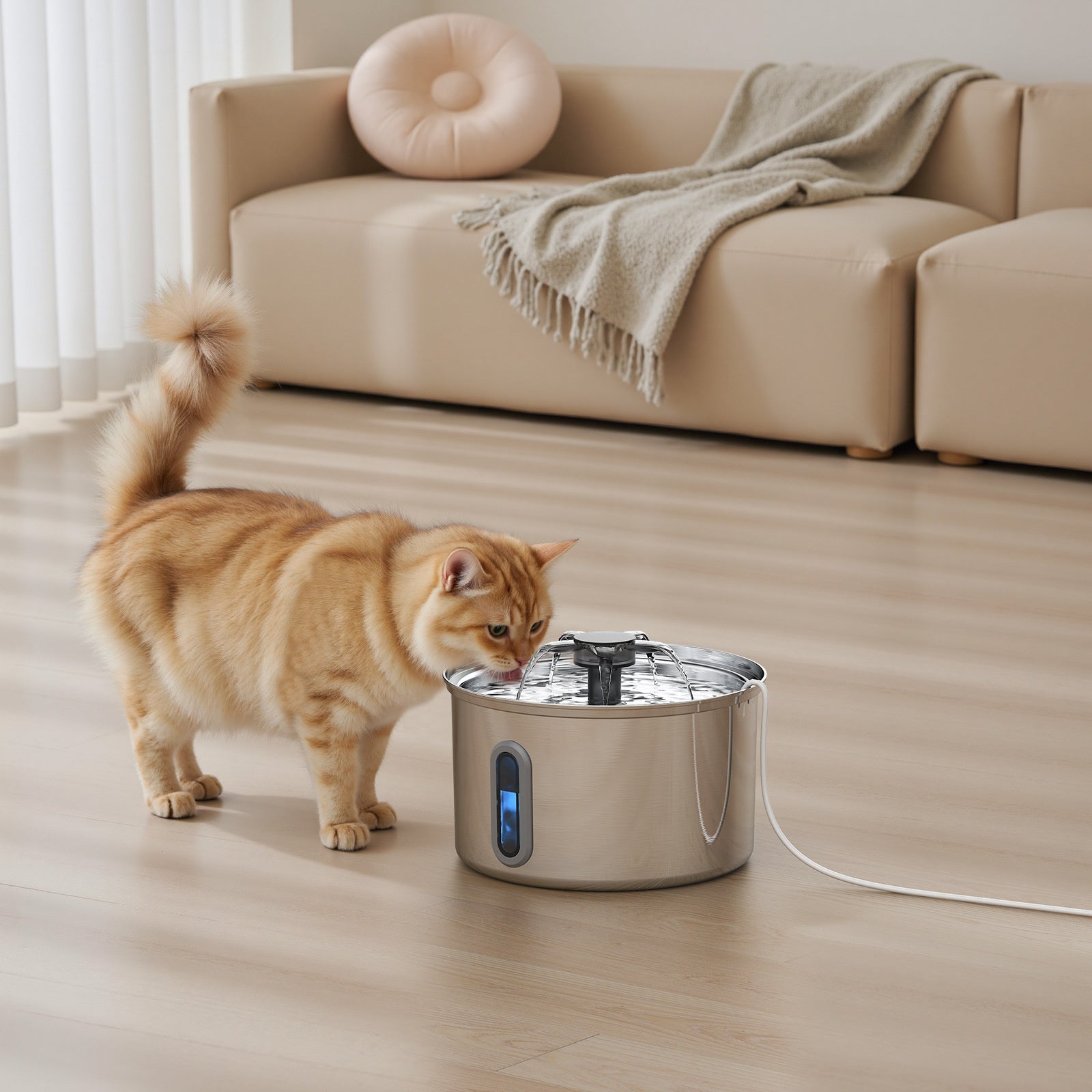 3L stainless steel pet water fountain — view 2