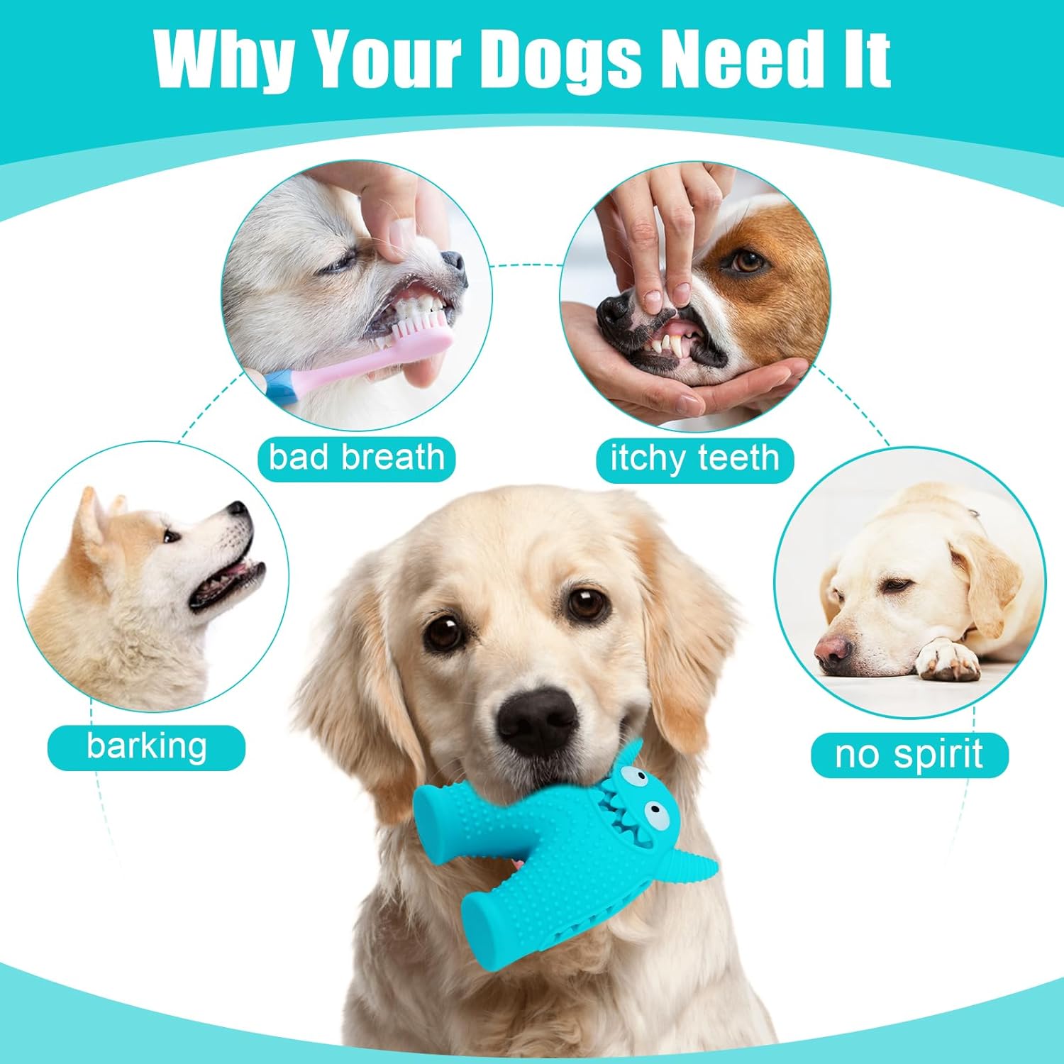 Monster rubber squeaky dog toy with treat slot — view 3