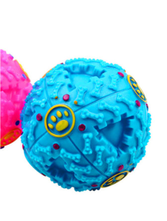 Squeaky treat dispensing giggle ball for dogs in Light Blue