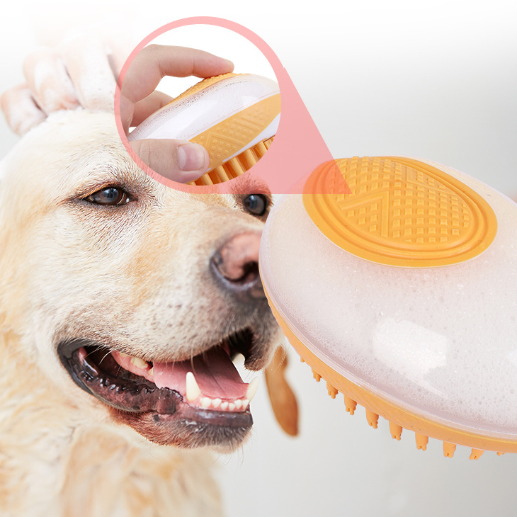Pet spa grooming brush 2-in-1 silicone bath massage comb — view 2