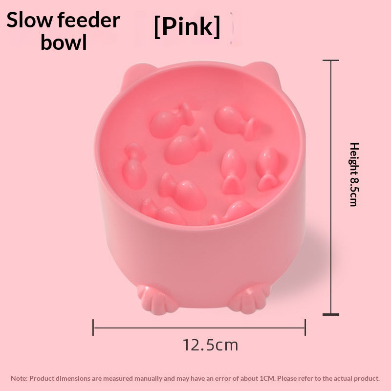 Cat slow feeder bowl anti-gulp minimalist design in Pink