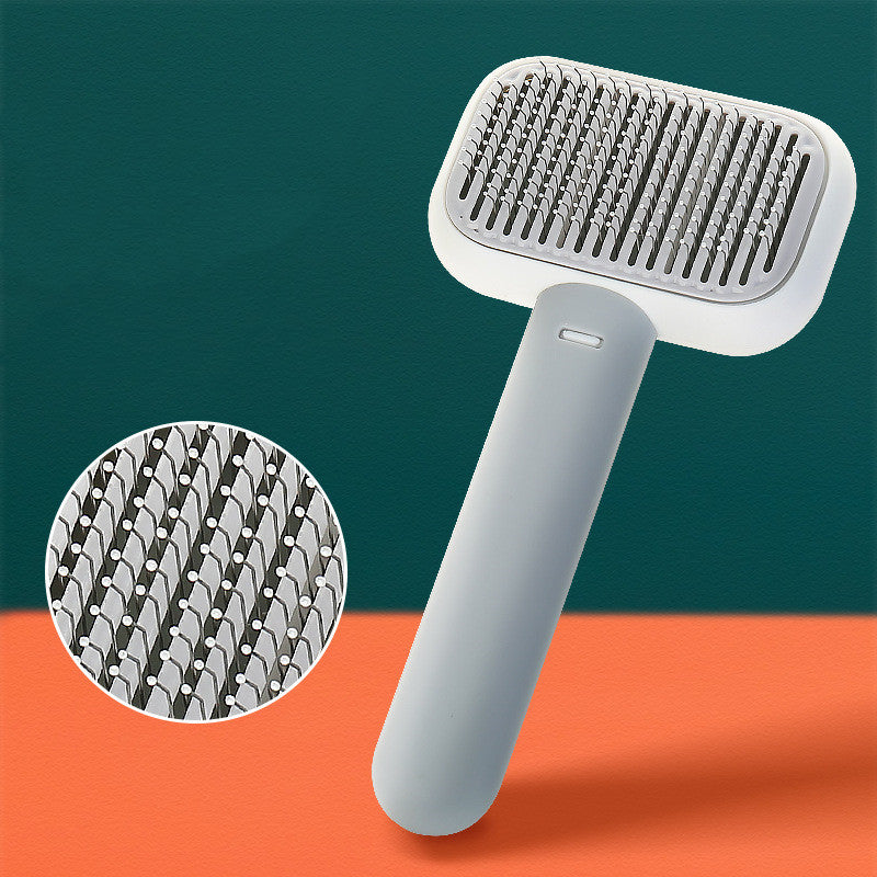 Stainless steel dematting comb open-knot grooming brush in Grey