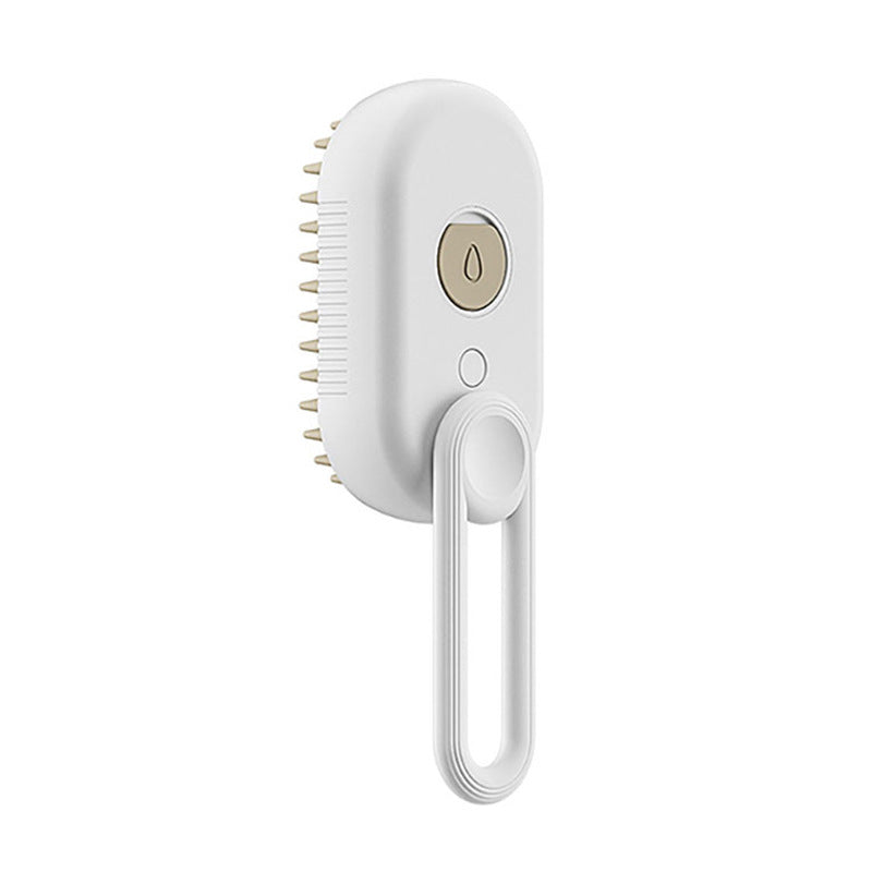 Electric steam cat grooming brush 3-in-1 in Porcelain White