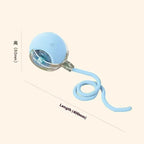 Electric self-rolling motion-activated cat ball toy in Blue with rope