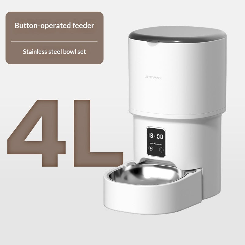 Automatic pet feeder with timer and Wi-Fi control in White