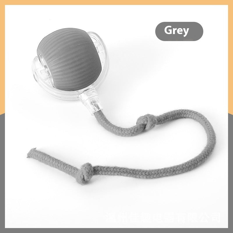 Electric self-rolling motion-activated cat ball toy in Grey with rope
