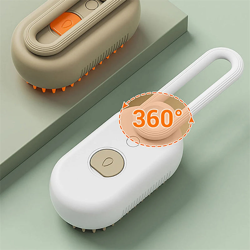 Electric steam cat grooming brush 3-in-1