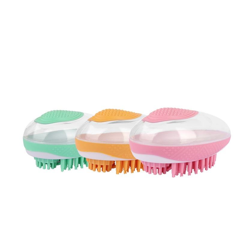 Pet spa grooming brush 2-in-1 silicone bath massage comb